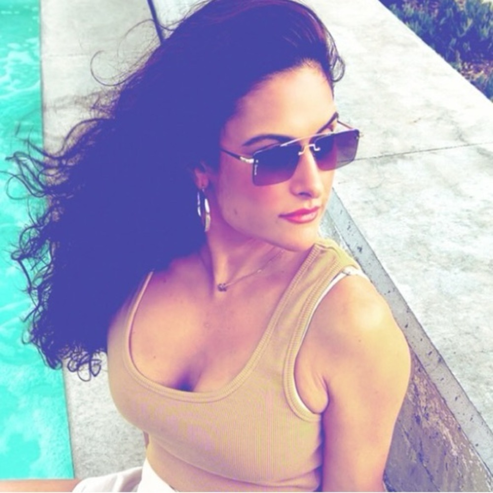 Otra Oma Small Frameless Rectangle Sunglasses for Women in Gold Brown Case Incl.